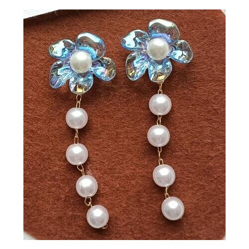 S925 silver Showa flower retro transparent magic pearl long style wholesale Girl Earring Women Trendy Earrings Jewelry