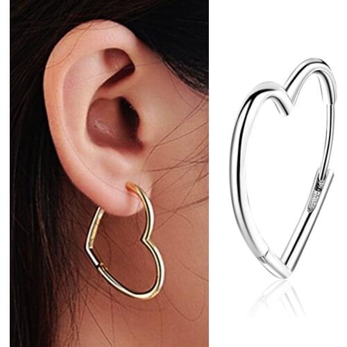 2021 New Gold Big Gold Heart Hoop Earring For Women Fashion 925 Silver Femme Earings Jewelry
