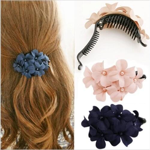 Ladies Fashion Handmade Fabric Six Small Flowers Hair Clips Hair Clips Hair Accessories