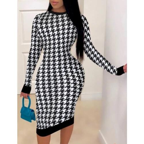New Spring Print Women Long Sleeve Midi Dress Bodycon Sexy Streetwear 2021 Autumn Spring Club Elegant Slim Fashion Vestido Mujer