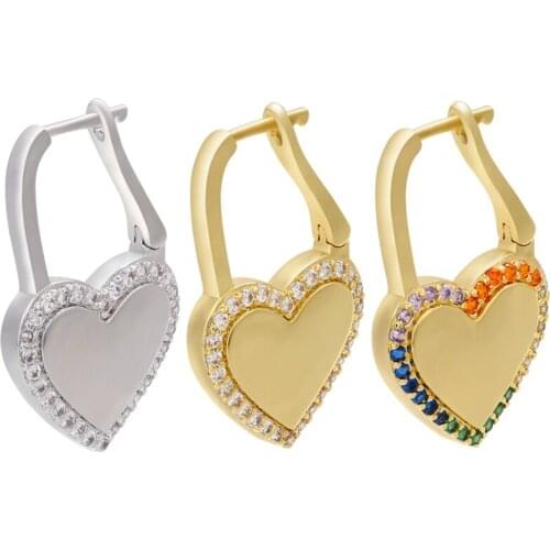 ZHUKOU gold/silver color small hoop earrings CZ rainbow heart hoop earrings for women/girl 2020 Fashion party jewelry VE295