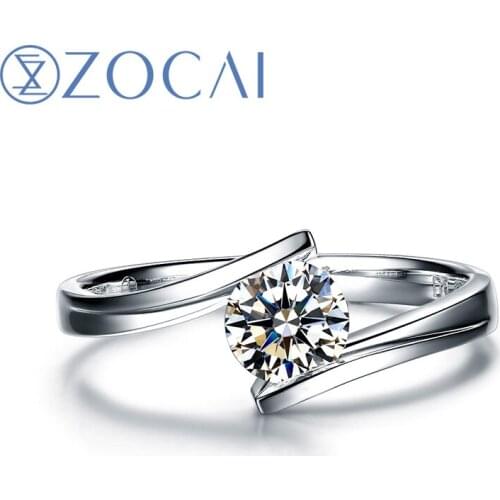 ZOCAI TOP GRADE REAL 0.30 CT CERTIFIED D-E / VS DIAMOND ENGAGEMENT RING ROUND CUT 18K WHITE GOLD ATHENA W01527