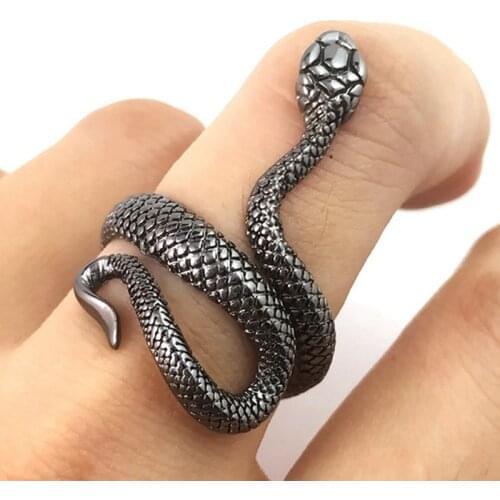 1 Piece European New Retro Punk Exaggerated Spirit Snake Ring Fashion Personality Stereoscopic Opening Adjustable Ring