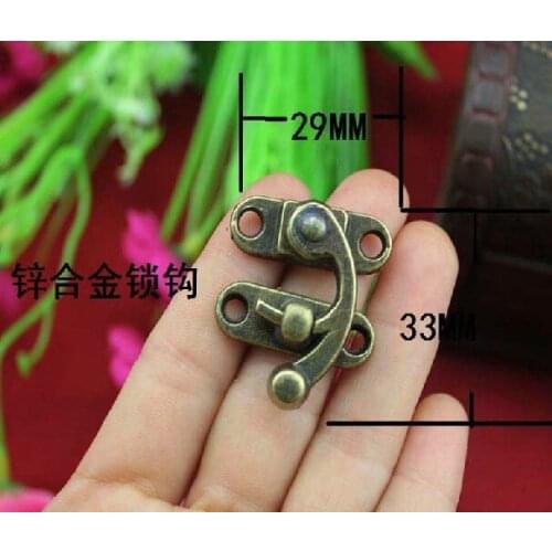 10 Pcs Metal Antique Brass Decorative Jewelry Gift Wine Wooden Box Hasp Latch Hook With Screws 29*33mm