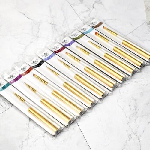 10 Styles Nail Brush Single Painting Pen Detailed Drawing Flower Lines Smudge White Handle Professional Nail Art Manicure Tools