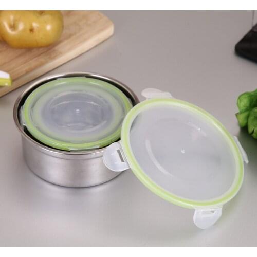 3Pcs Round Lunch Box Stainless Steel Lunch Box 280/500 / 900Ml Leakproof Lunch Box
