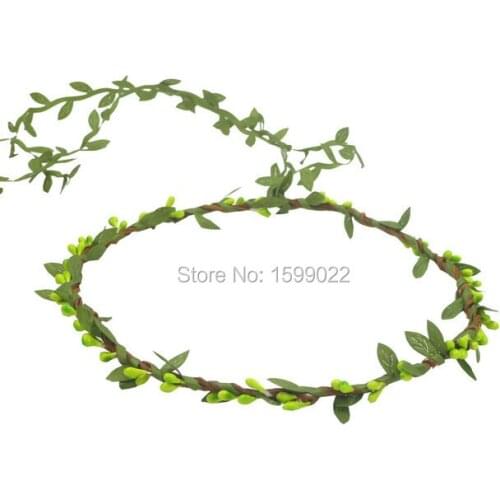 4pcs/lot Bohemian Flower Crown Pip Berry Garland Festival Vine Headband Green Leaf Rattan Girl Party Headwear Festival Headdress