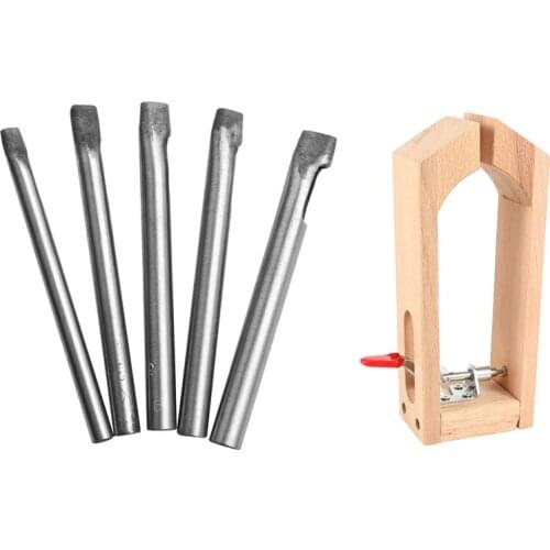 5Pcs Leather Craft Puncher Flat Hole Punch Maker Cutter Chisel Tool with Leather Craft Retaining Clip Wood Tools