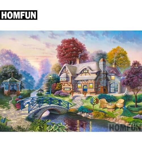 HOMFUN Full Square/Round Drill 5D DIY Diamond Painting "House scenery" Embroidery Cross Stitch 5D Home Decor Gift A05026