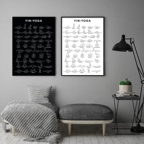 Ashtanga Primary Series Yoga Poster Canvas Art Black and white Wall Art Decor Girls Fitness Gifts Gym Art Painting Decoration