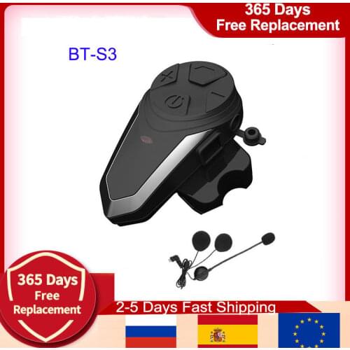 2020 Version BT-S3 Intercomunicador Moto motocicleta motorcycle intercom IPX7 FM 1000M motorcycle intercom bluetooth