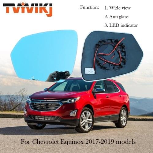 TVYVIKJ Side rearview mirror blue glass lens with LED indicator For Chevrolet Equinox 2017-2019 Chevy Wide view anti glare