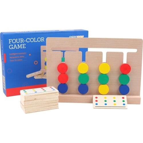 Wooden Montessori Toy Four Color Matching Game Logical Reasoning Training Kids Educational Toys for Children