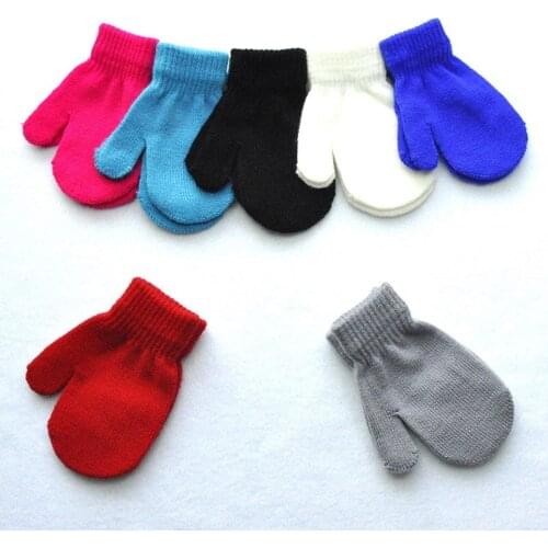 Knitting Thick Warm Kids Gloves Winter Soft Mittens Children Kid Full Finger Gloves For 1-4Y Kids Glove Cute Toddler Warm Gloves