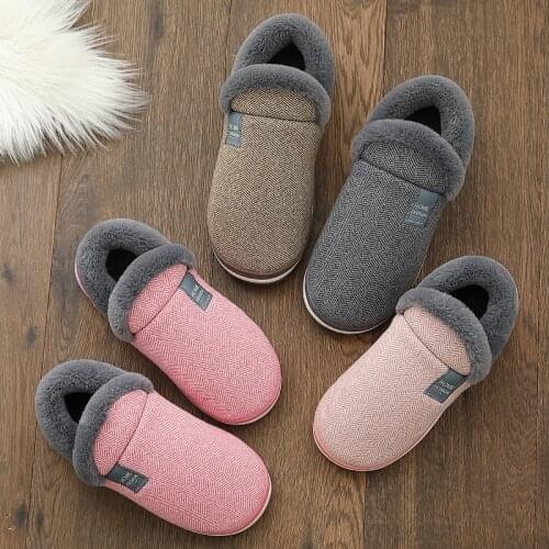 Slippers Women Winter Indoor House Plush Windproof Soft Vintage Print Cotton Slippers Shoes Non-slip Floor Home Slippers Bedroom