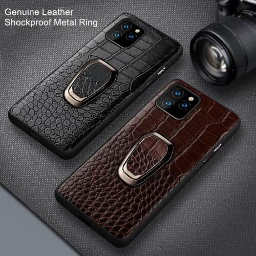 Elegant Crocodile Genuine Leather Case For Samsung S21 S20 Note 20 Ultra Magnetic Ring Coques for Samsung S21 Note 10 S21 Plus