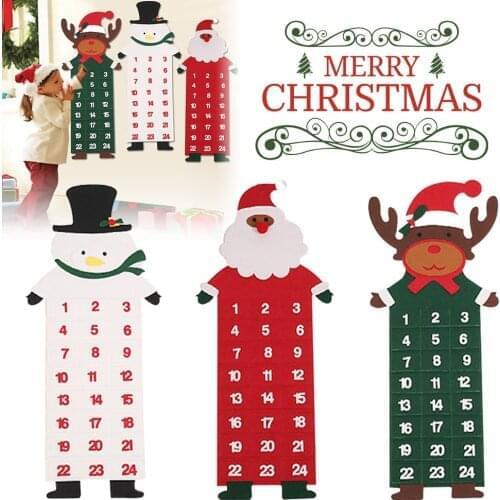 Felt Christmas Advent Calendar with Pockets Wall Hanging Santa Felt Advent Calendar 24 Days Countdown Calendar for Home Decor