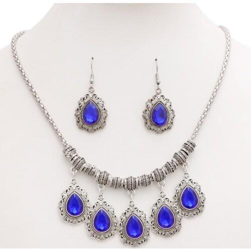 India Water Drop Cubic Zirconia Wedding Jewelry Sets inlay Luxury Silver Color Crystal Bridal Jewelry Set Gifts For Bridesmaids