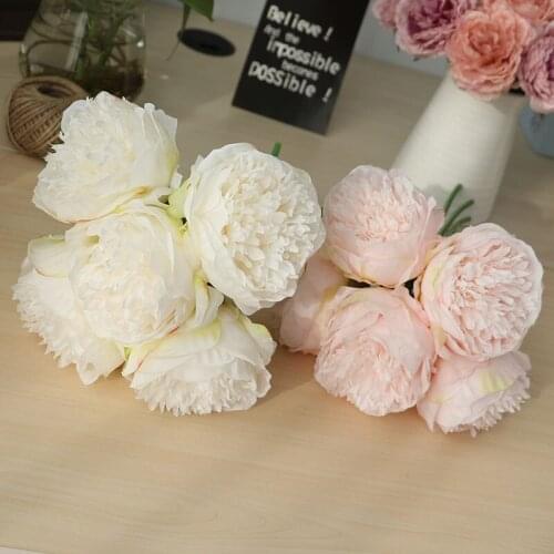 5 Heads Artificial Peony Flowers Bouquet DIY Silk flower Artificial flower Bridal Bouquet For Home Wedding Decoration