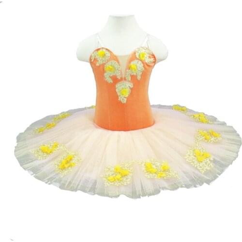 Classical Ballet Tutu Peach Fairy Girls Platter Tutus Orange Professional Tutu Adult Performance Pancake Ballet Tutu Costume