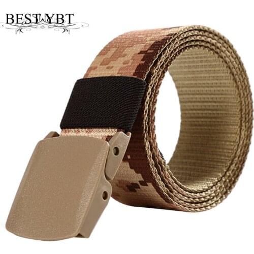 Best YBT Unisex Nylon Belt Plastic Smoother Buckle Belt Anti-allergic Camouflage Sports Versatile High Quality Mens Belt