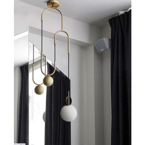Nordic Modern Metal Pendant Lights for Dining Room Restaurant Bar Bedroom Lounge Lifting Glass Ming