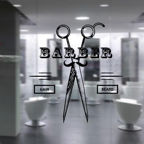 Fashionable Beards moustache Hair Living Room Decor Barbershop Style Hair Salon Hairdress Haircuts Art Wall Decal Sticker B023