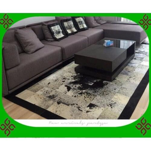 Fashionable art carpet 100% natural genuine cowhide leather area rug