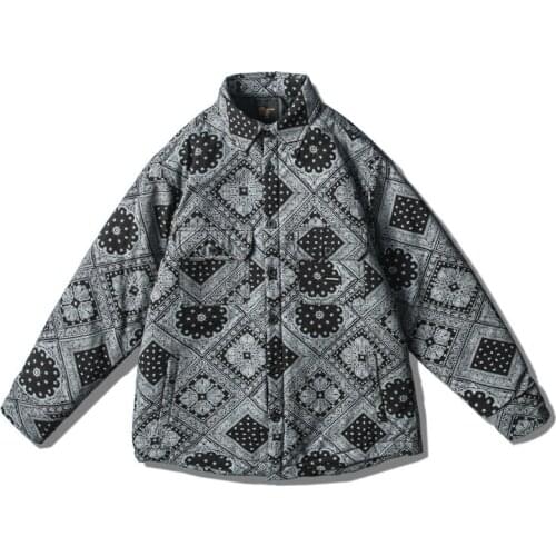 Hip Hop Mens Parka Jacket Autumn Winter Fashion Casual Turn-down Collar Thick Single Breasted Cotton Padded Jacket Coat