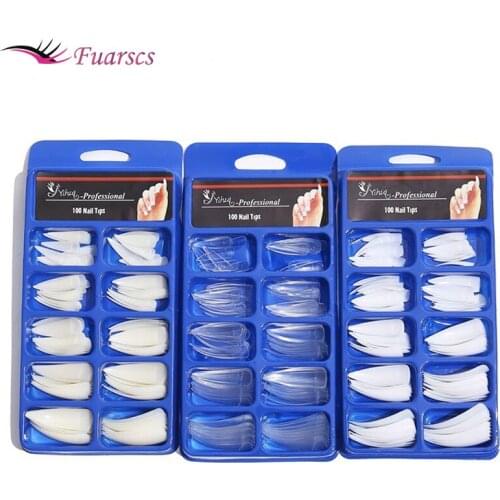100pcs Professional False Nails Long Ballerina Half French Acrylic Nail Tips Stiletto Claw Tips Nails Manicure Tools 10 Size
