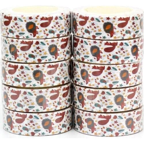 NEW 10pcs/Lot Decorative Cute Squirrel, Hedgehog, Bird Washi Tapes Paper Scrapbooking Bullet Journal Masking Tape Stationery