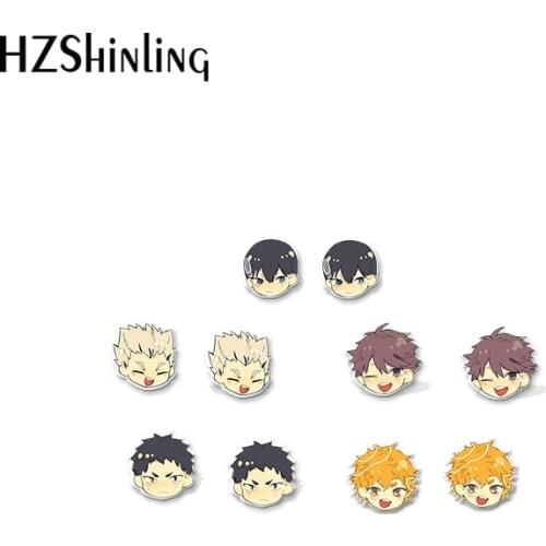 2020 New Heat Stud Earrings volleyball Boys Resin Epoxy Haikyuu Acrylic Earrings
