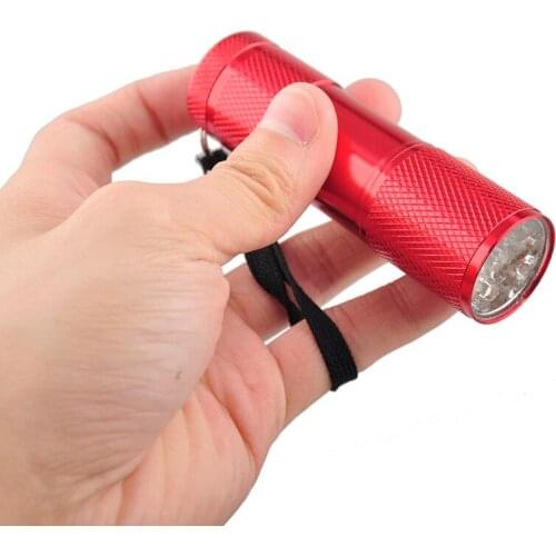 New Arrival Mini Aluminum Alloy Portable UV Flashlight Violet Light 9 LED UV Torch Light Lamp 4 Colors Powerful LED Flashlight