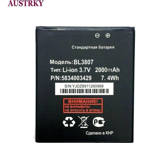 New BL 3807 Battery For FLY IQ454 IQ 454 BL3807 Phone 2000mAh battery Baterij Batterie Batteries + Tracking Code