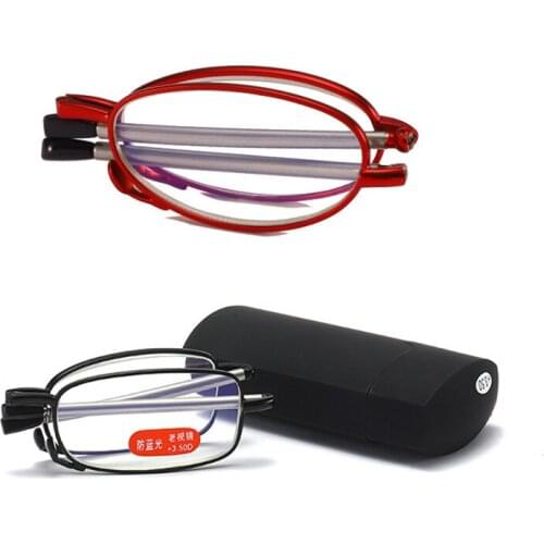 Blue Light Blocking Foldable Reading Glasses Magnifier for Women Men Adjustable Legs Antenna Presbyopia Eyeglasses +1.0~+4.0