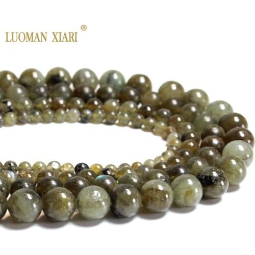 Wholesale 100% Natural rare Green Labradorite Round Stone Beads For Jewelry Making DIY Bracelet Necklace 4/6/8/10mm Strand 15
