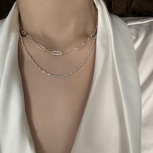 925 Sterling Silver Carved Beads Choker Necklace for Women Luxury Light Clavicle Chain Wedding Party Jewelry