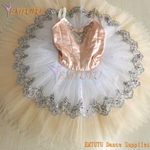 Peach Pink Women Professional Classical Ballet Tutu Costume Adult Sugar Plum Fairy Fading Color Professional Pancake Tutu Dress