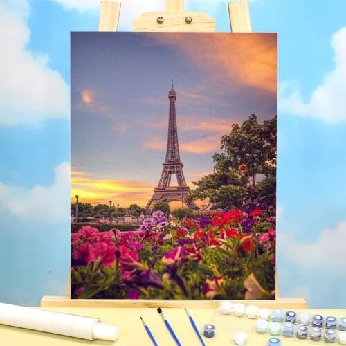 Landscape Paris Tower Painting By Numbers Kit Acrylic Paints 50*70 Canvas Painting Home Decor For Handiwork