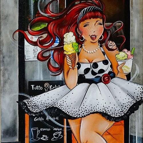 Full Diamond Painting Cross Stitch Round Diamond Mosaic Craft Diamond Embroidery 5D Diy Needlework Fat Cartoon Women Painting