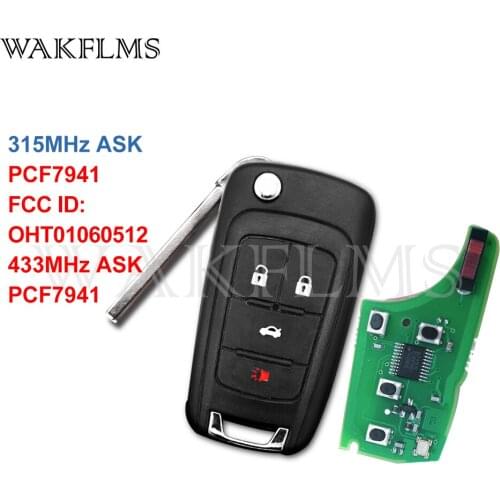 4 Button Flip Remote Car Key 315Mhz 433MHZ For Chevrolet Impala Malibu Camaro Cruze 2010-2017 with PCF7941 chip OHT01060512