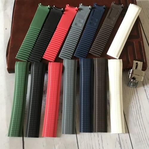 1mm Black Brown Blue green White Green Rubber Watchband fit For Patek Aquanaut Philippe for 5164a 5167a-001 Watch Strap band