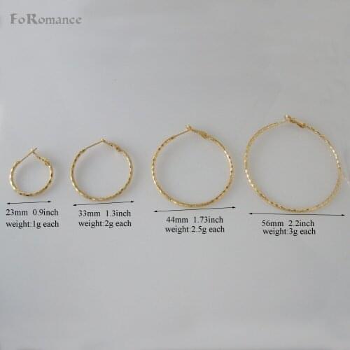CARVED SNAKE SKIN SURFACE FOUR STYLES YELLOW GOLD COLOR GP HOOP 0.9"/ 1.3" /1.73"/ 2.2" EARRING