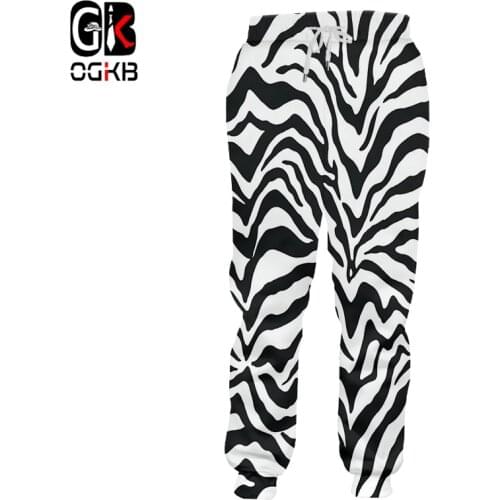OGKB Sweatpants Men New Elastic Waist Long 3D Pants Print Geometric Colorful Striped Casual Large Size Unisex Winter