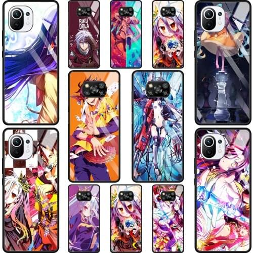 Phone Glass Case For Mi Poco X3 NFC 10T 9T Note 10 11 Pro Lite Ultra 11i F3 Transparent Fitted Fundas No Game No Life