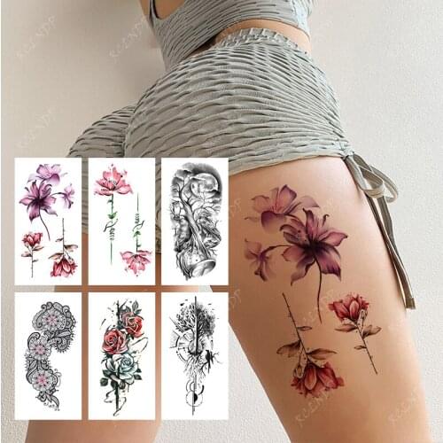 Waterproof Temporary Tattoo Stickers Color Flower Rose Nice Body Art Arm Leg Fake Tatto Flash Tatoo Stickers for Women Men