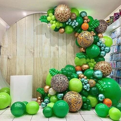 Birthday Party Animals Print Foil Balloon Jungle Safari Birthday Party Decorations Kids Baby Shower Forest party Green air Globo