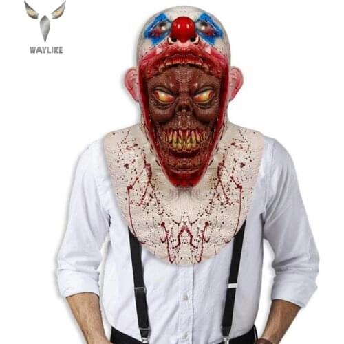 WAYLIKE Halloween Horror Clown Latex Mask Open Mouth Clown Scary Mask For Halloween Cosplay Theme Carnival Mask