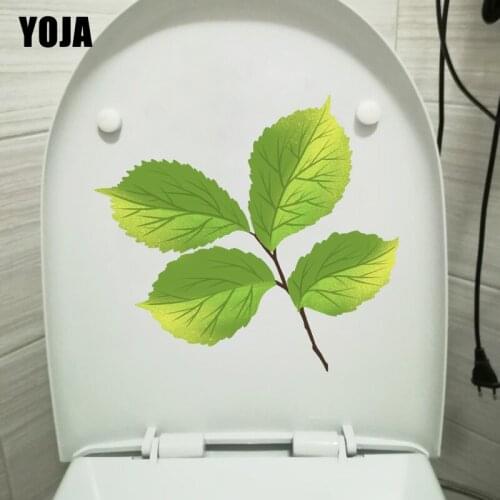 YOJA 22.4*20.3CM Green Cherry Leaves WC Decor Fresh Toilet Seat Stickers Home Wall Decal T1-1157