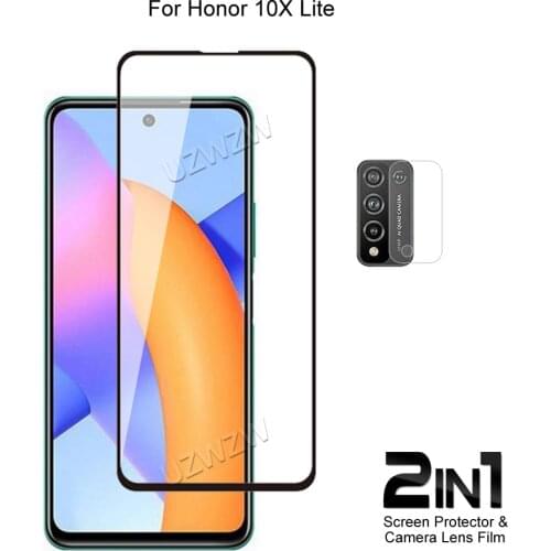 For Honor 10X Lite Front Screen Protector Protective Tempered Glass & Camera Lens Film